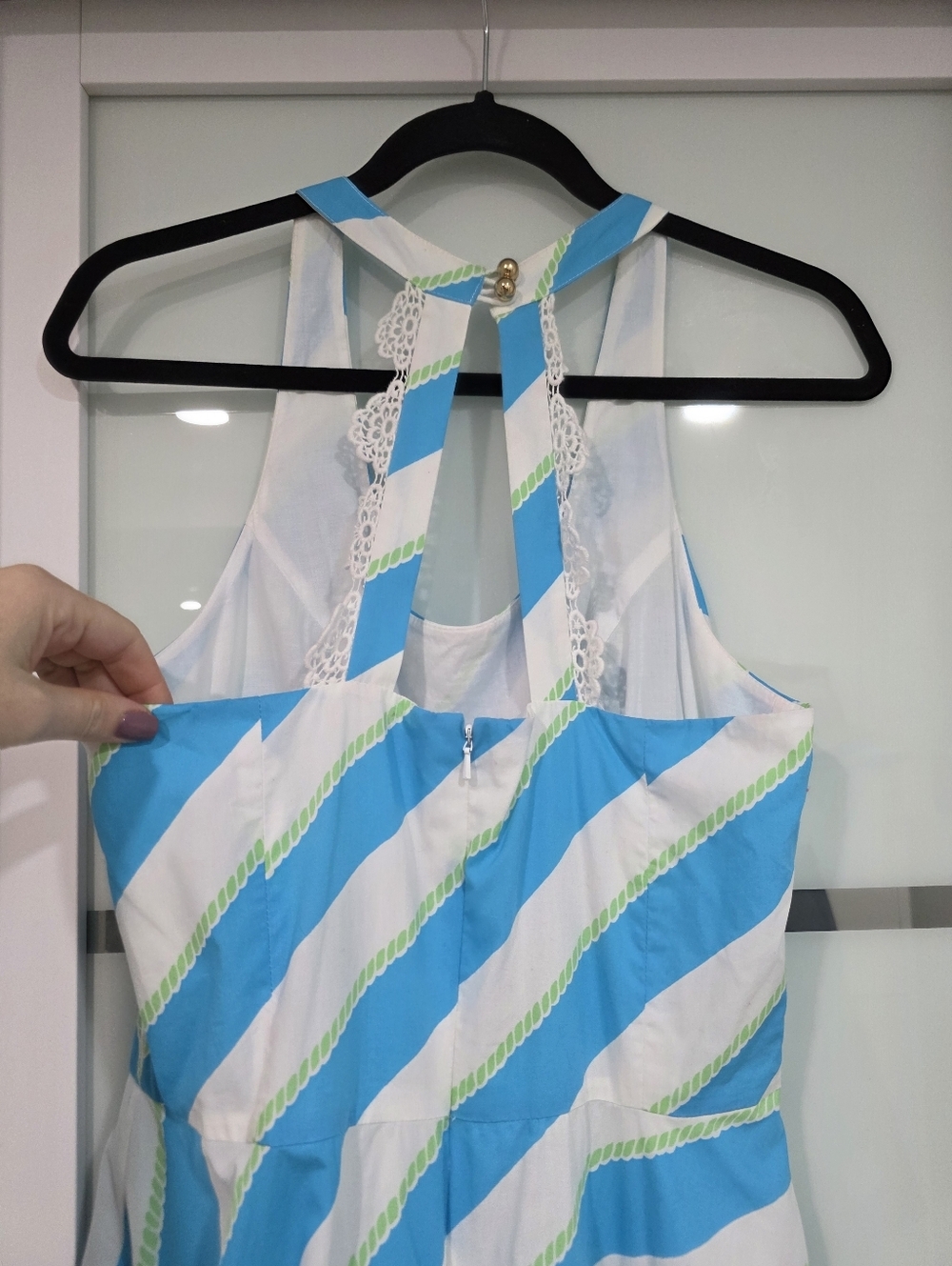 Lilly Pulitzer Sleeveless Dress – Blue & White Striped | Size 8 - Picture 10 of 16